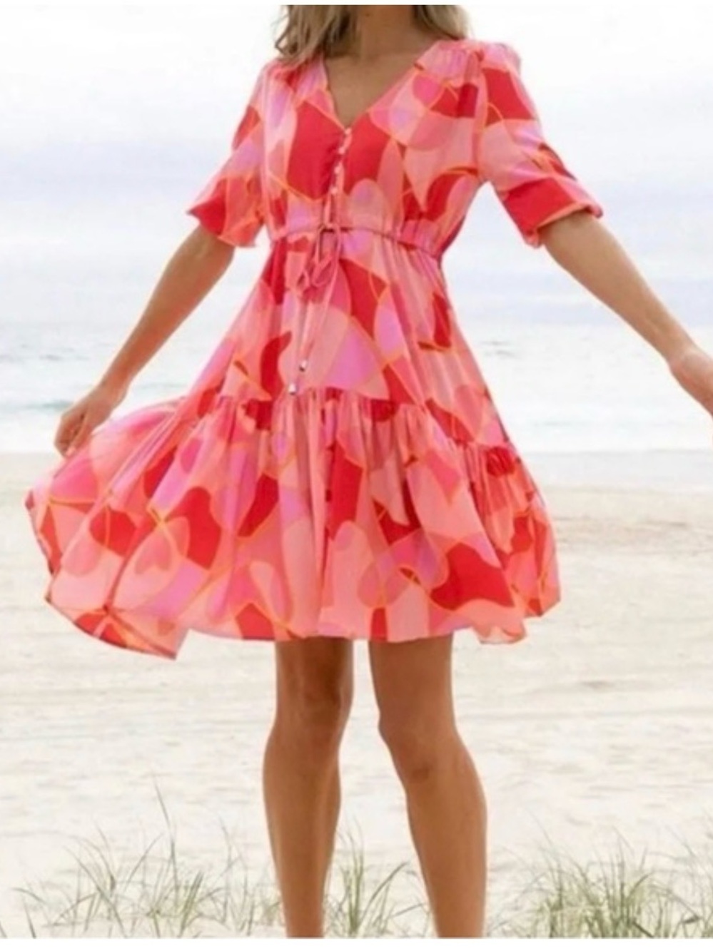 Petal & Pup Despina Pink & Red Abstract Despina Mini Dress